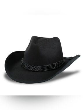 Jessica Simpson Black Felt Cowboy Western Boho Style Braided Band  NwT